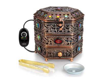 Jeweled Box Electric Incense Burner with Temperature regulator and Timer