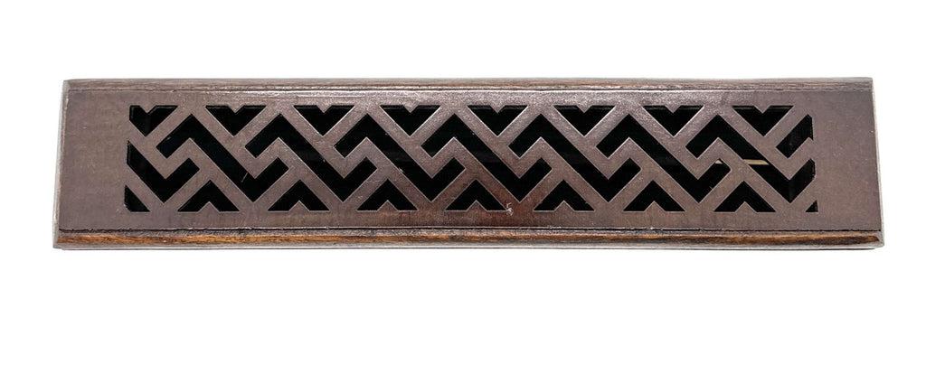 Wooden Incense Stick Burner - Walnut Brown (ZigZag Lattice Design)